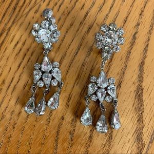 Rhinestone chandelier earrings and pin